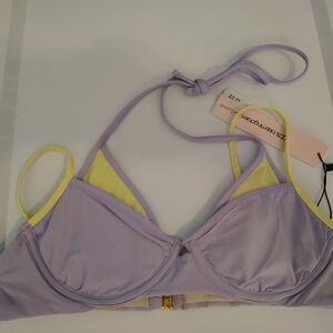Aqua Lavender and Yellow Bikini Top